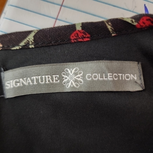 Signature Collection Women’s Chiffon Cold Shoulder Floral Dress Size Large - Picture 5 of 9